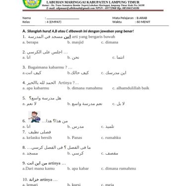 5 Contoh Soal Bahasa Arab Kelas 4 MI yang Wajib Dikuasai Sebelum Ujian 2026