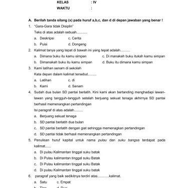 5 Contoh Soal Bahasa Indonesia Kelas 4 Bab Tempat Umum yang Jarang Diketahui Guru