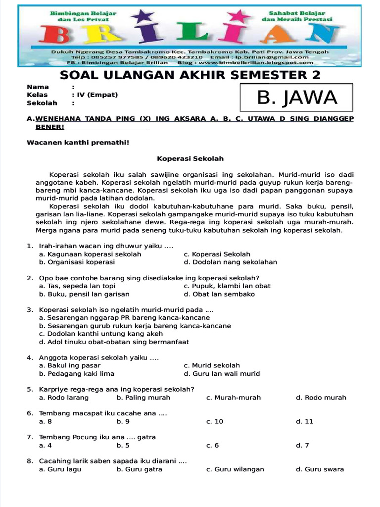 5 Fakta Mengejutkan tentang Download Soal Bahasa Jawa Kelas 4 yang Jarang Diketahui