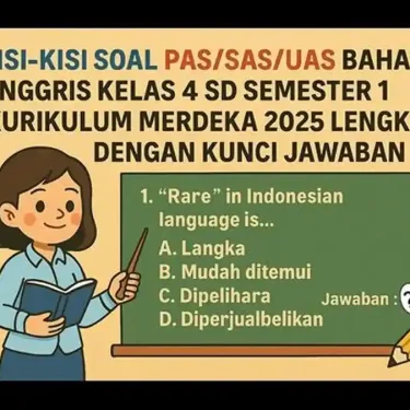 Akhirnya Tersedia Download Soal Bahasa Inggris Kelas 4 SD Beserta Kisi-kisinya PDF, Ini 3 Kejutan di Dalamnya