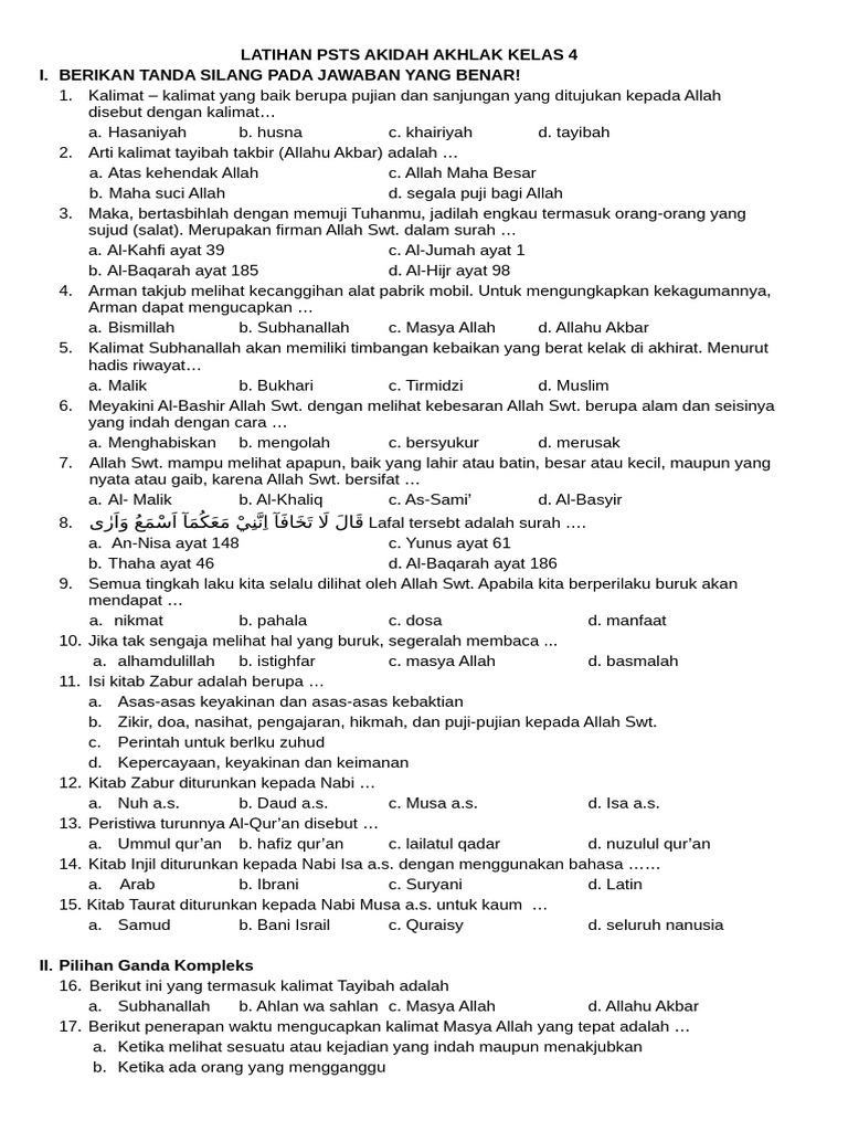 7 Cara Efektif Menguasai Soal Akidah Akhlak Kelas 4 Kalimat Hauqolah Tahun 2026 Mudah