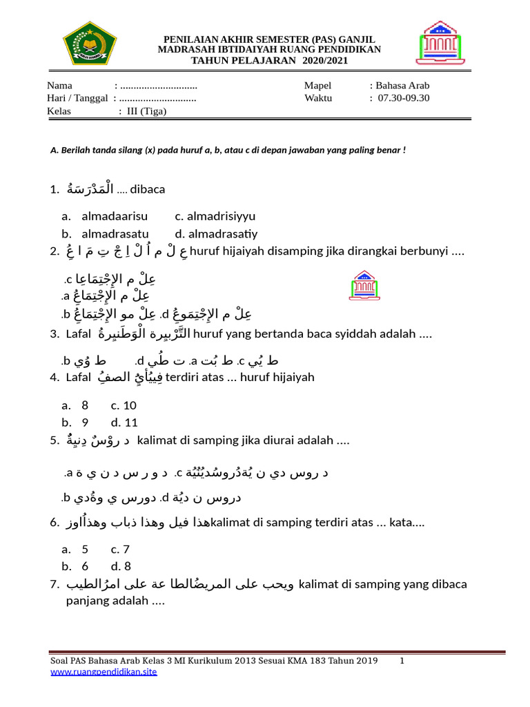 7 Rahasia Jawaban Soal Bahasa Arab Kelas 3 MI Semester1 yang Wajib Tahu Sebelum Ujian!