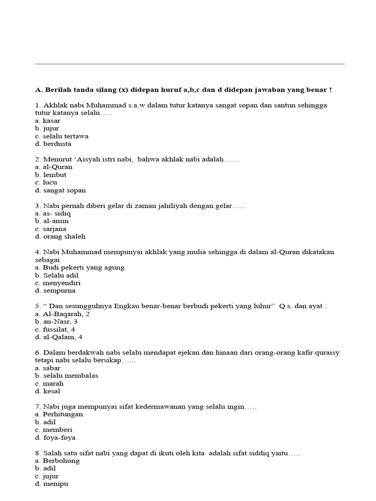 7 Rahasia Soal Akhlak Nabi Muhammad Kelas 4 SD yang Wajib Diketahui Sebelum Ujian