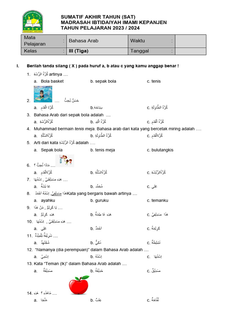 7 Soal Bahasa Arab Kelas 3 MTs Tersulit yang Sering Muncul di Ujian Akhir 2026