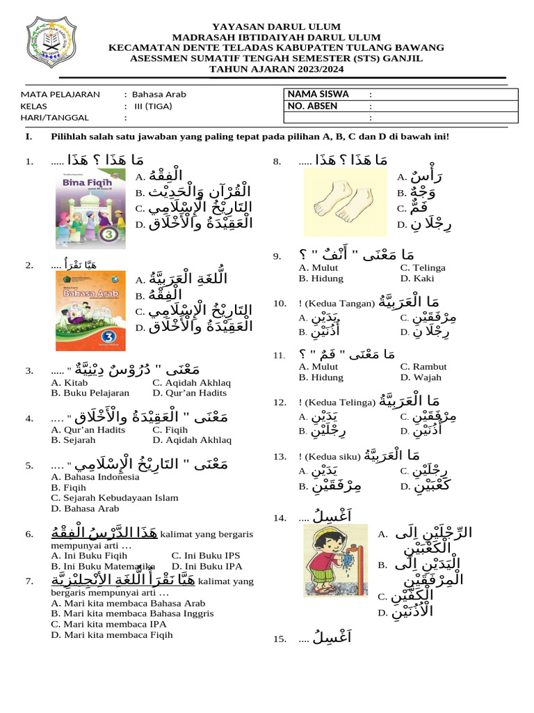 7 Tips Menguasai Soal Bahasa Arab Kelas 3 Semester 1 Kurikulum 13 yang Jarang Diketahui