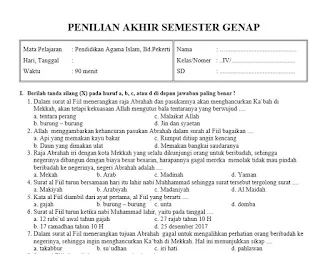Soal UAS PAI Kelas 4 Semester 2 Kurikulum 2013 - panduandapodik id Soal UAS PAI Kelas 4 Semester 2 Kurikulum 2013 - panduandapodik id