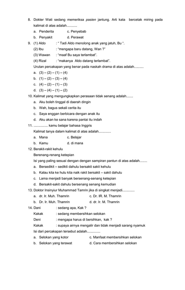 Akhirnya Tersedia Download Soal Bahasa Indonesia Kelas 4 K13 Sesuai Kisi-Kisinya Lengkap 2026