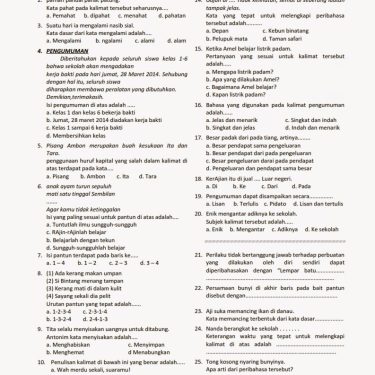 Download Soal Bahasa Indonesia Kelas 4 Semester 2 Lengkap dengan Kunci Jawaban dan Kisi-Kisi Terbaru