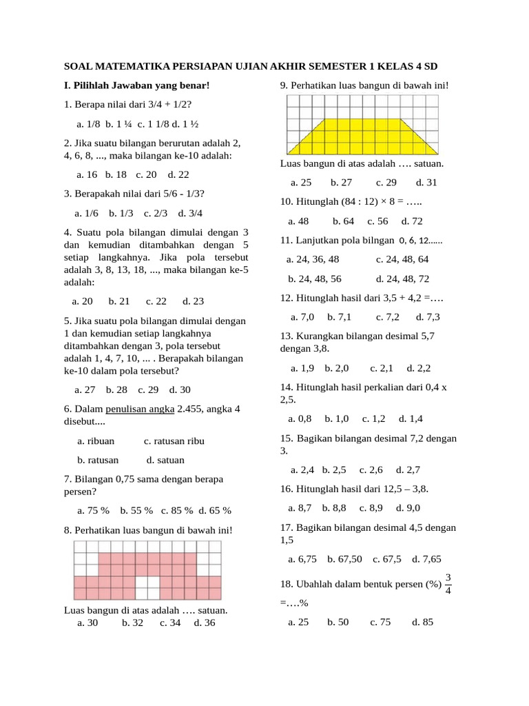 Jangan Sampai Salah Kaprah, Ini 5 Bentuk Soal Akhir Semester Matematika Kelas 4 yang Sering Bikin Bingung