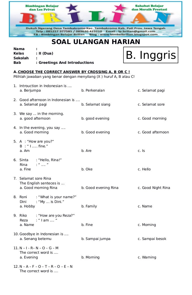 Detail Contoh Soal Bahasa Inggris Kelas 3 Sd Koleksi Nomer 12 Detail Contoh Soal Bahasa Inggris Kelas 3 Sd Koleksi Nomer 12