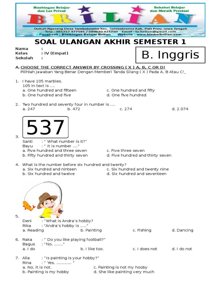 Kunci Sukses Ulangan Bahasa Inggris Kelas 4 SD Semester 1 Panduan