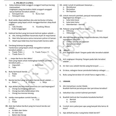 kumpulan soal b.indo kelas 3 sd semester 2 ganjil