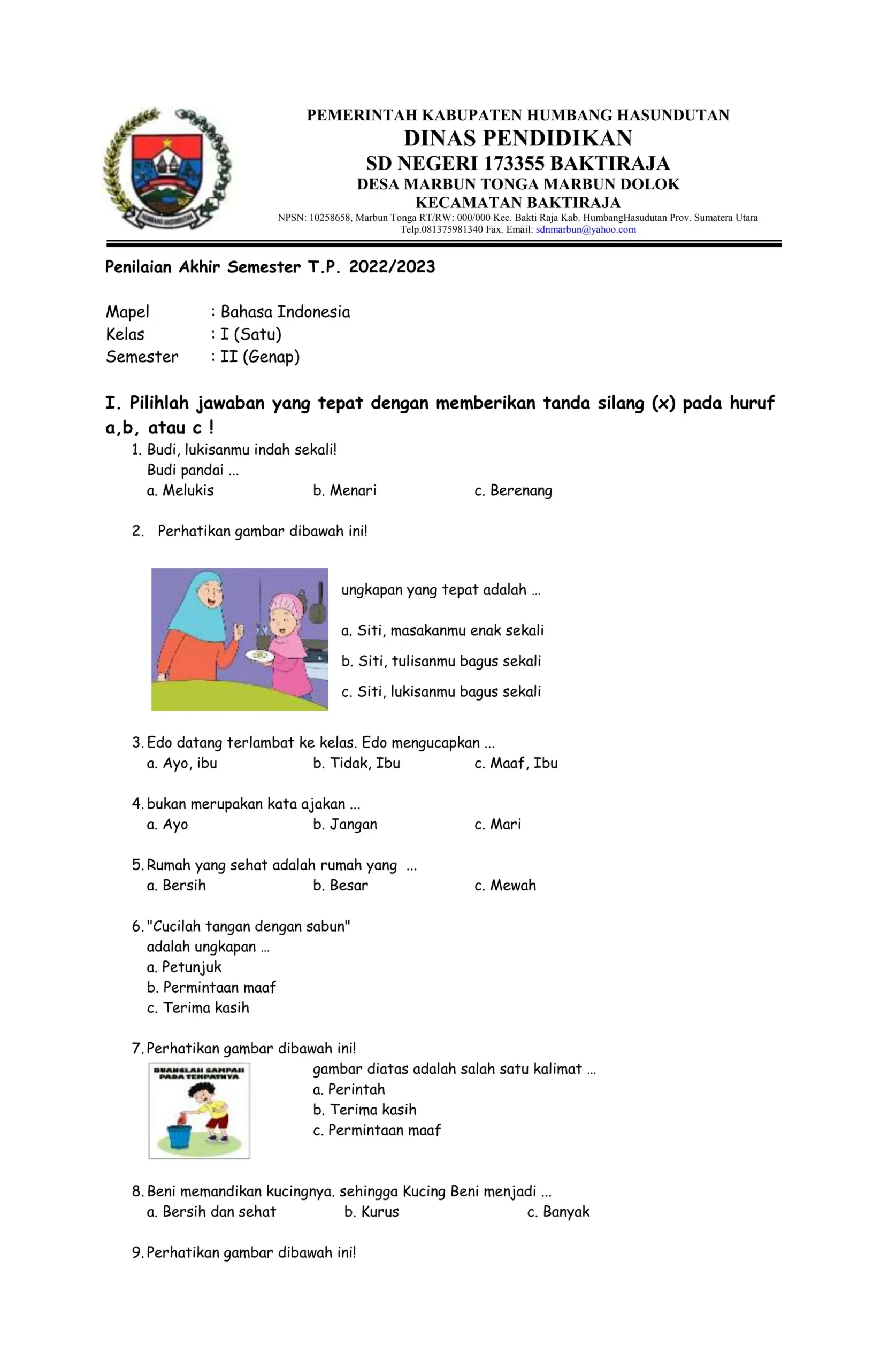 Contoh Latihan Soal Ujian SD Negri Kelas 1 yang Bikin Anak Paham Cepat Sebelum Ujian