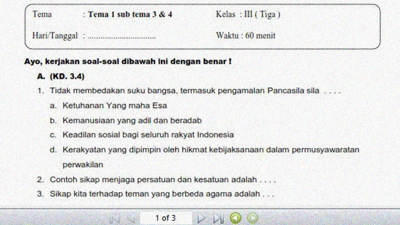 Rahasia Skor Tinggi Soal Tematik Kelas 3 Tema 1 Subtema 3 yang Wajib Anak Tahu