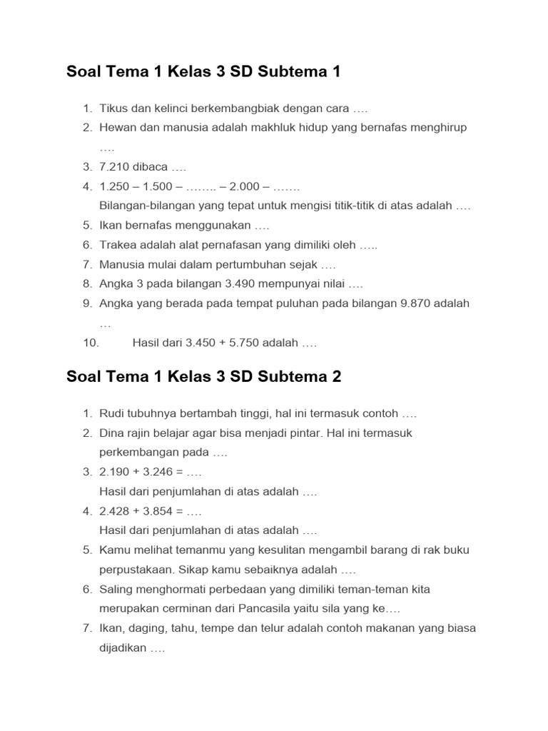 Rahasia Sukses Belajar soal tematik kelas 3 tema 1 subtema 1 bimbel brilian Terbukti Ampuh Rahasia Sukses Belajar soal tematik kelas 3 tema 1 subtema 1 bimbel brilian Terbukti Ampuh