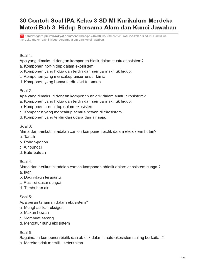 Wajib Tahu! Bocoran Soal PPMBI IPA SD Kelas 3 Agar Anak Siap Juara Tahun Ini