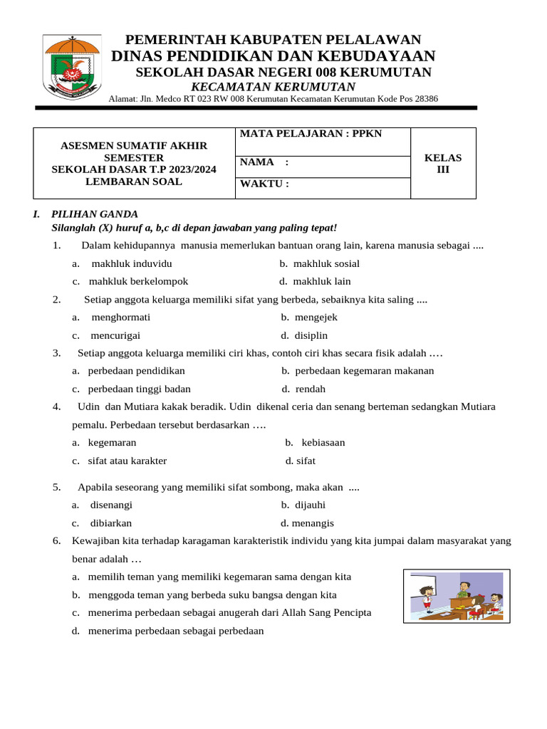 Wajib Tahu Kumpulan Soal PPKN Kurikulum 2013 Kelas 3 Terbaru Agar Nilai Maksimal